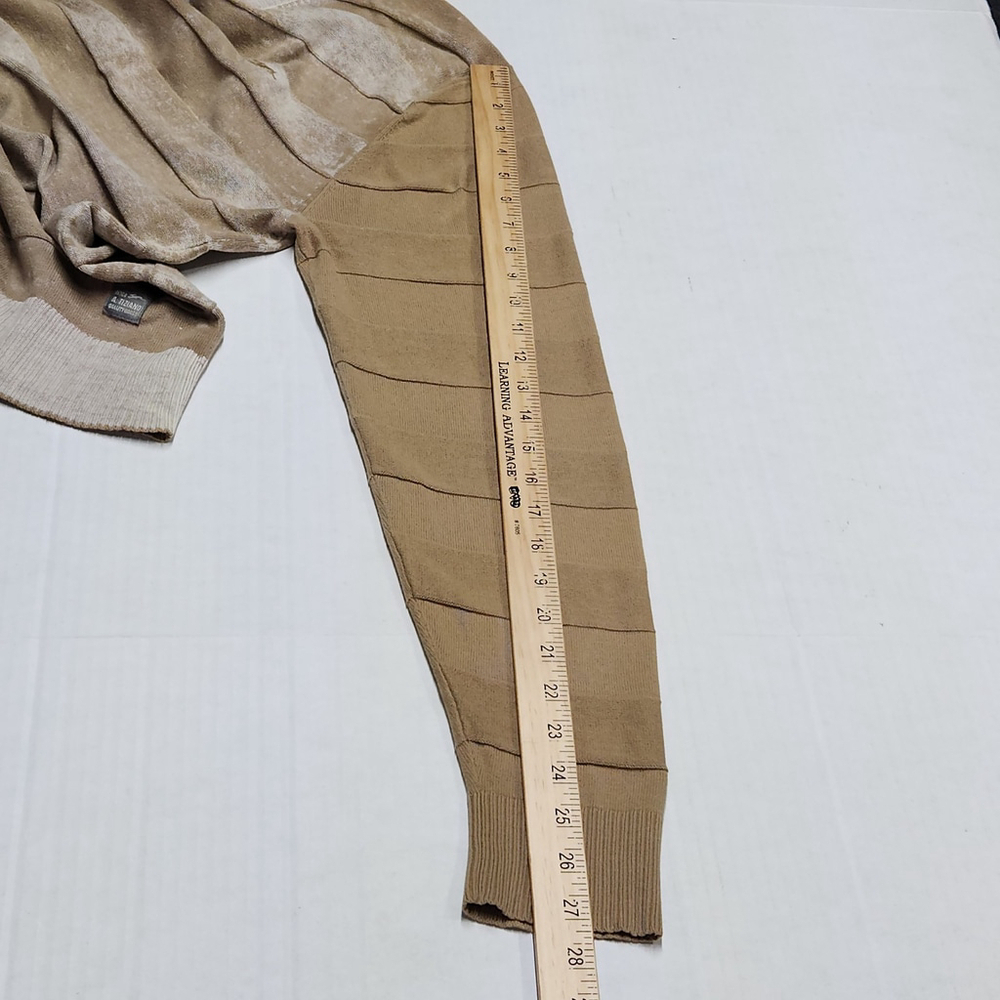 Mens A. Tiziano Wheat Tan Distressed Front Buttoned Sweater Size Large Gorp - Picture 10 of 14